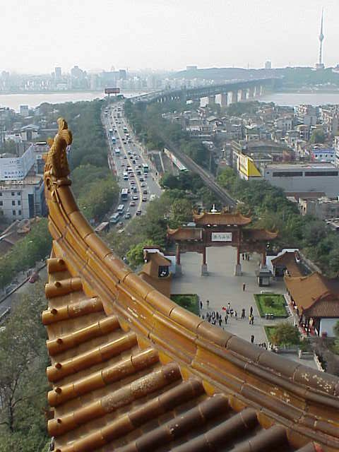    Traffic & pagoda roof detail,      Yellow Crane Pagoda     